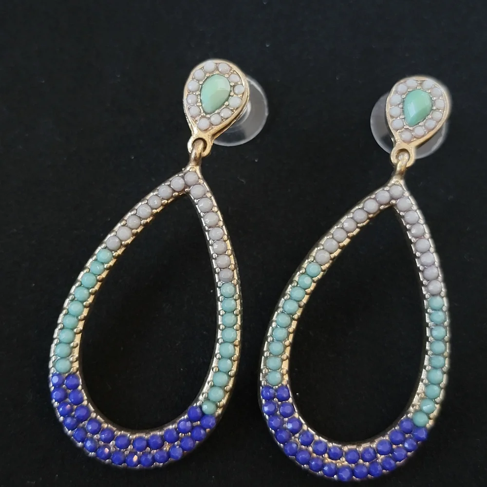 Teardrop Chandelier Rhinestone Dangle Hoop Earrings